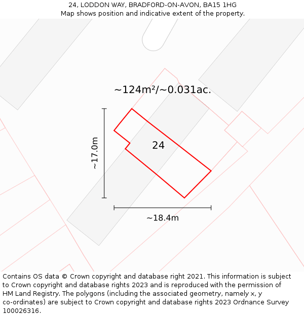24, LODDON WAY, BRADFORD-ON-AVON, BA15 1HG: Plot and title map