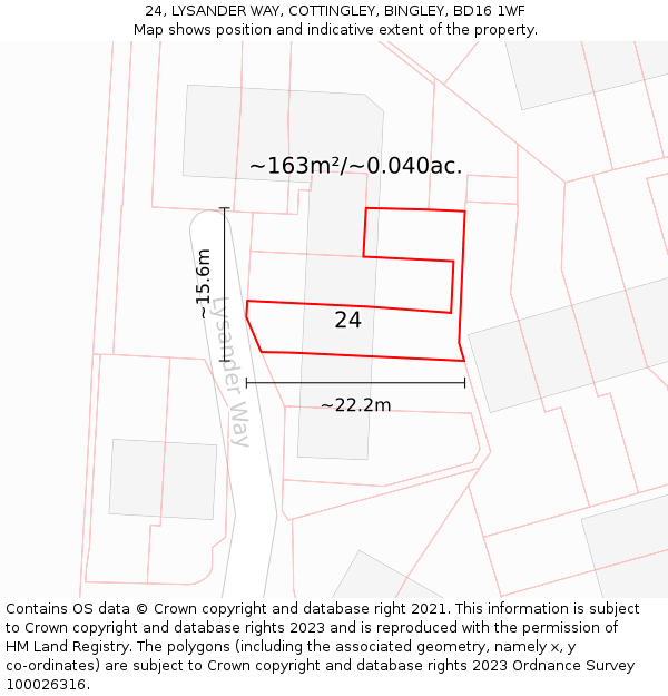 24, LYSANDER WAY, COTTINGLEY, BINGLEY, BD16 1WF: Plot and title map