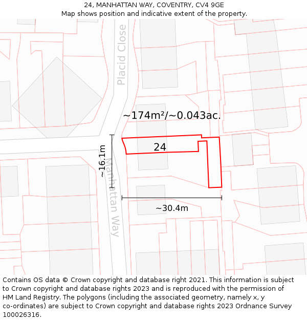 24, MANHATTAN WAY, COVENTRY, CV4 9GE: Plot and title map