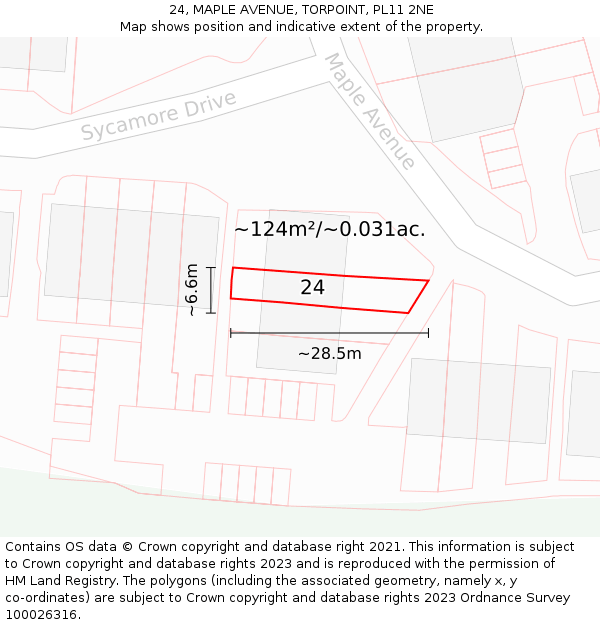 24, MAPLE AVENUE, TORPOINT, PL11 2NE: Plot and title map