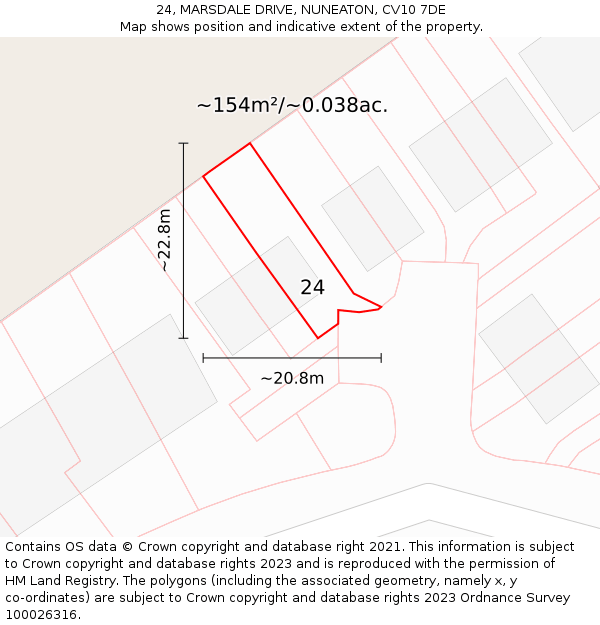 24, MARSDALE DRIVE, NUNEATON, CV10 7DE: Plot and title map