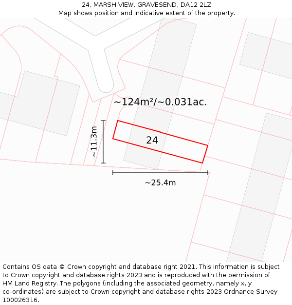 24, MARSH VIEW, GRAVESEND, DA12 2LZ: Plot and title map