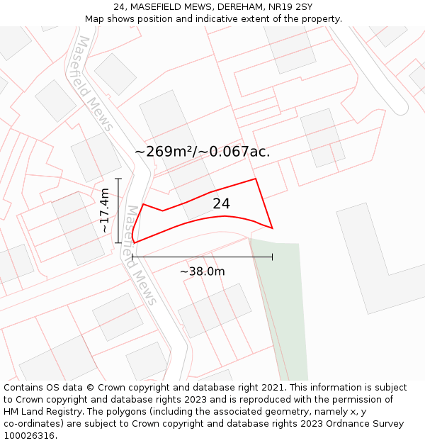 24, MASEFIELD MEWS, DEREHAM, NR19 2SY: Plot and title map