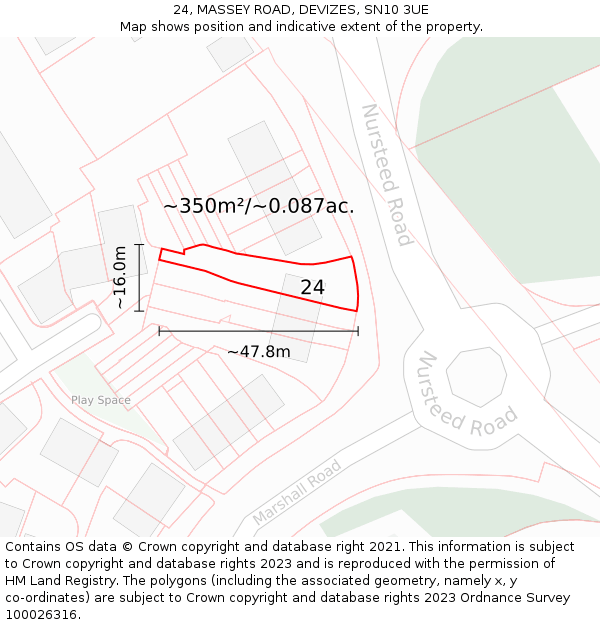 24, MASSEY ROAD, DEVIZES, SN10 3UE: Plot and title map