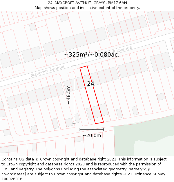 24, MAYCROFT AVENUE, GRAYS, RM17 6AN: Plot and title map