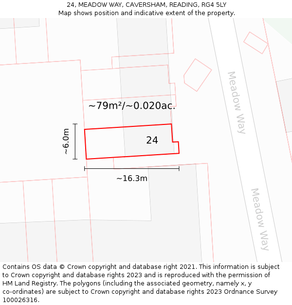 24, MEADOW WAY, CAVERSHAM, READING, RG4 5LY: Plot and title map