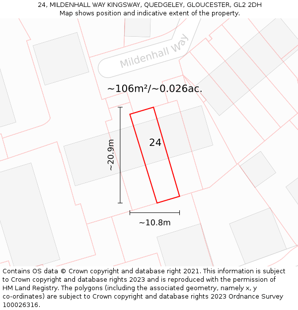 24, MILDENHALL WAY KINGSWAY, QUEDGELEY, GLOUCESTER, GL2 2DH: Plot and title map