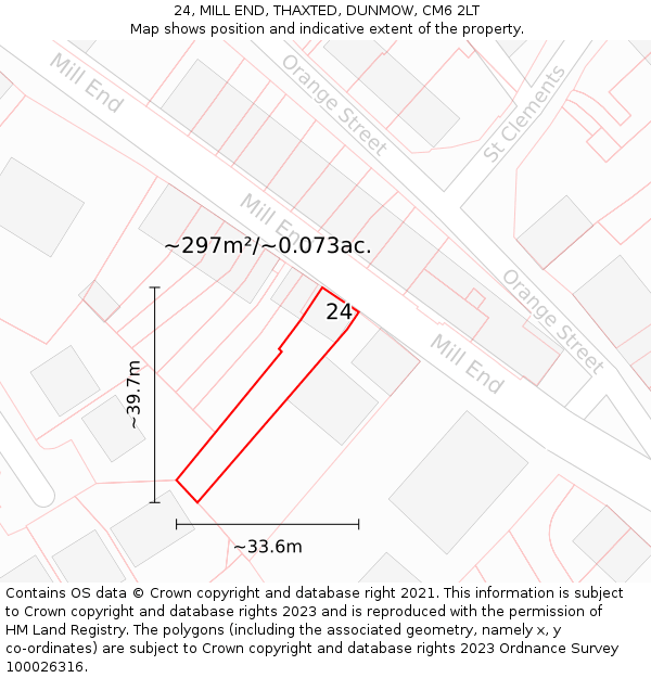 24, MILL END, THAXTED, DUNMOW, CM6 2LT: Plot and title map