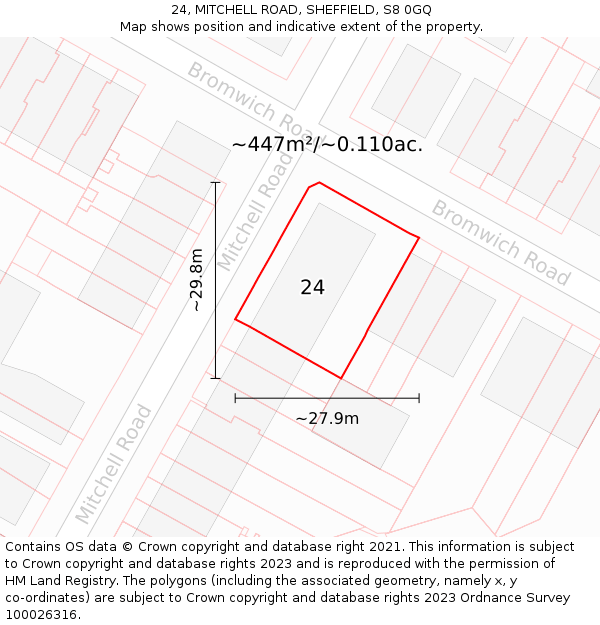 24, MITCHELL ROAD, SHEFFIELD, S8 0GQ: Plot and title map