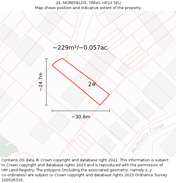24, MOREFIELDS, TRING, HP23 5EU: Plot and title map