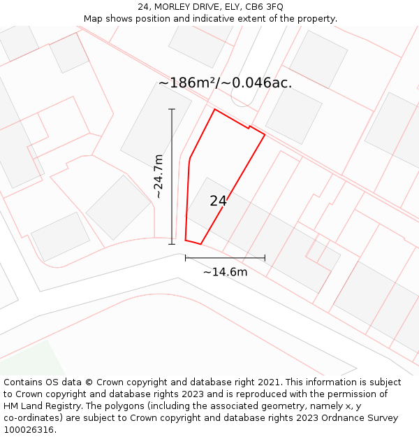 24, MORLEY DRIVE, ELY, CB6 3FQ: Plot and title map