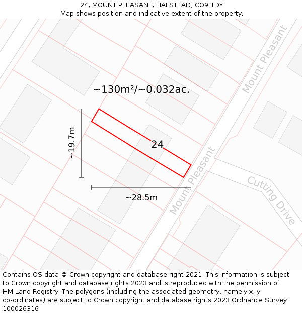 24, MOUNT PLEASANT, HALSTEAD, CO9 1DY: Plot and title map