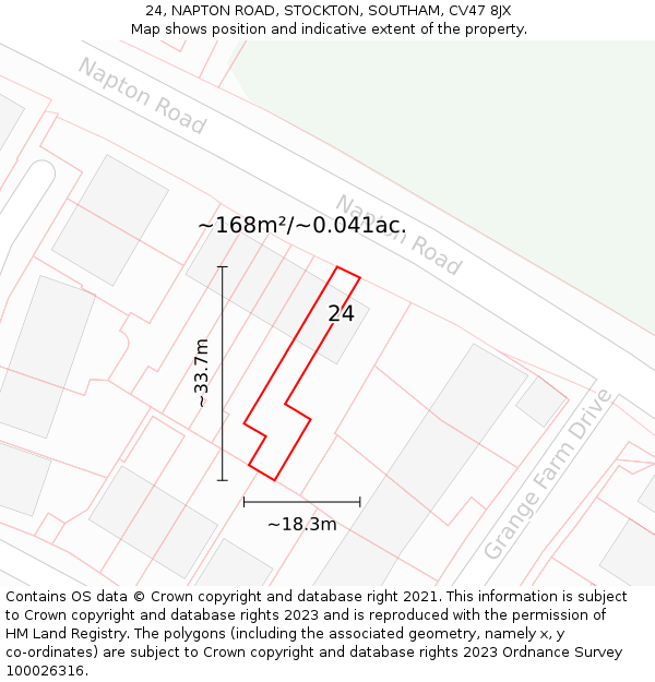 24, NAPTON ROAD, STOCKTON, SOUTHAM, CV47 8JX: Plot and title map