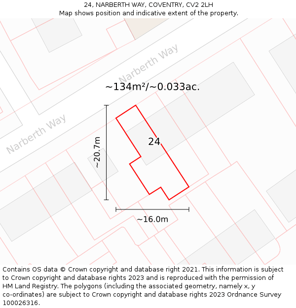 24, NARBERTH WAY, COVENTRY, CV2 2LH: Plot and title map