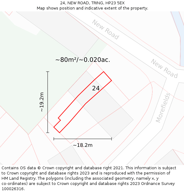 24, NEW ROAD, TRING, HP23 5EX: Plot and title map