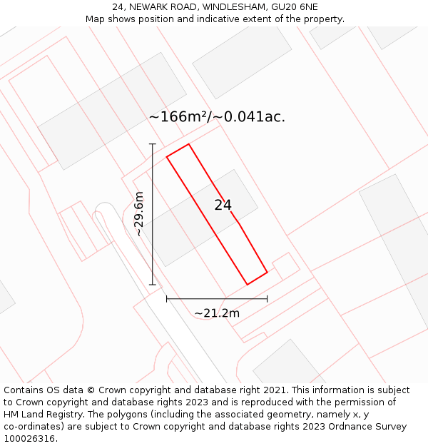 24, NEWARK ROAD, WINDLESHAM, GU20 6NE: Plot and title map