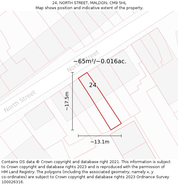 24, NORTH STREET, MALDON, CM9 5HL: Plot and title map