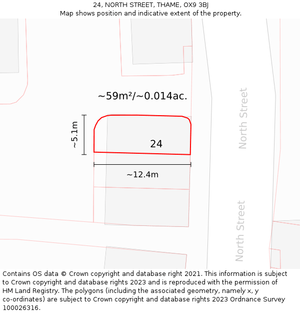 24, NORTH STREET, THAME, OX9 3BJ: Plot and title map