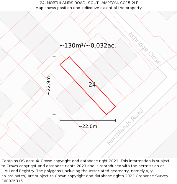 24, NORTHLANDS ROAD, SOUTHAMPTON, SO15 2LF: Plot and title map