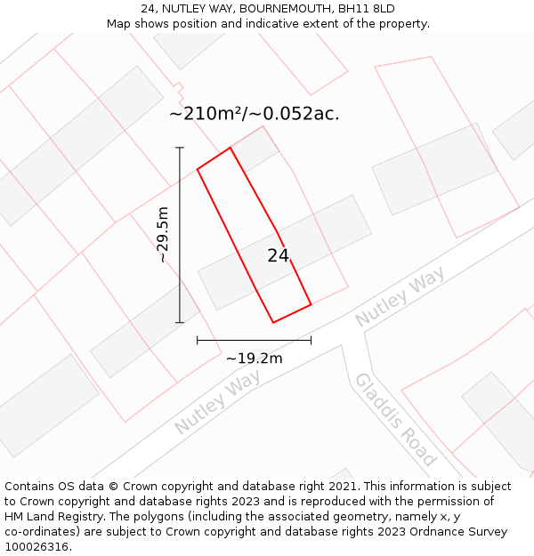 24, NUTLEY WAY, BOURNEMOUTH, BH11 8LD: Plot and title map