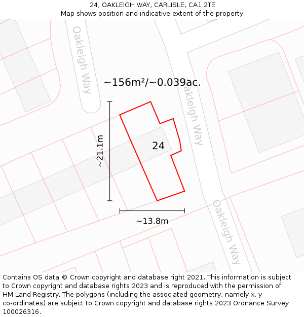 24, OAKLEIGH WAY, CARLISLE, CA1 2TE: Plot and title map