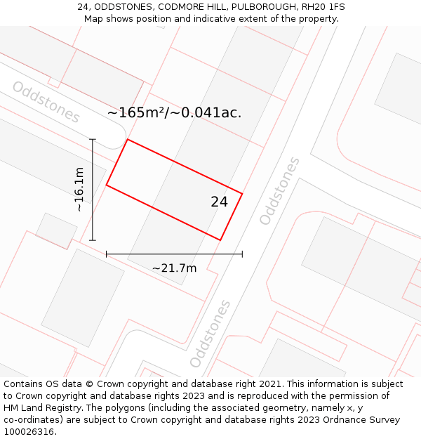 24, ODDSTONES, CODMORE HILL, PULBOROUGH, RH20 1FS: Plot and title map