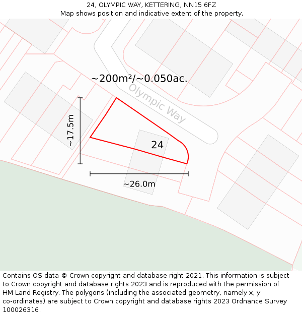 24, OLYMPIC WAY, KETTERING, NN15 6FZ: Plot and title map