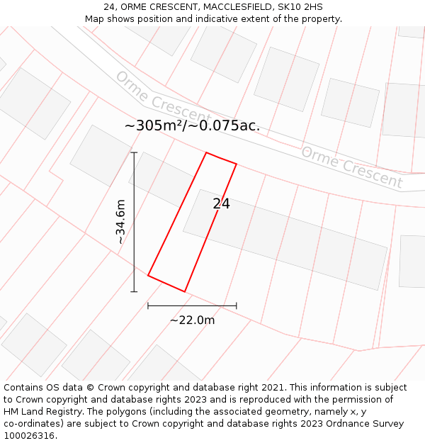 24, ORME CRESCENT, MACCLESFIELD, SK10 2HS: Plot and title map