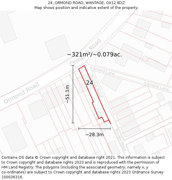 24, ORMOND ROAD, WANTAGE, OX12 8DZ: Plot and title map