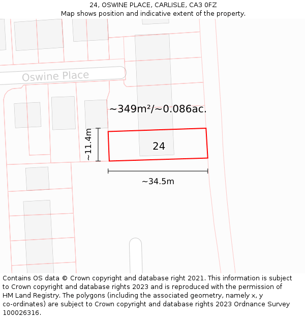 24, OSWINE PLACE, CARLISLE, CA3 0FZ: Plot and title map