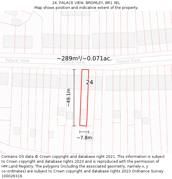24, PALACE VIEW, BROMLEY, BR1 3EL: Plot and title map