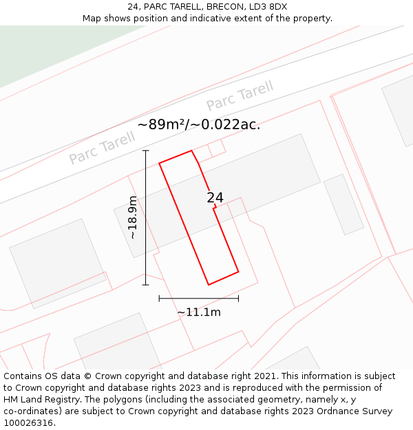 24, PARC TARELL, BRECON, LD3 8DX: Plot and title map