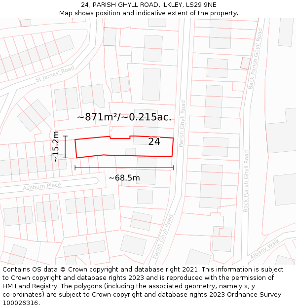 24, PARISH GHYLL ROAD, ILKLEY, LS29 9NE: Plot and title map
