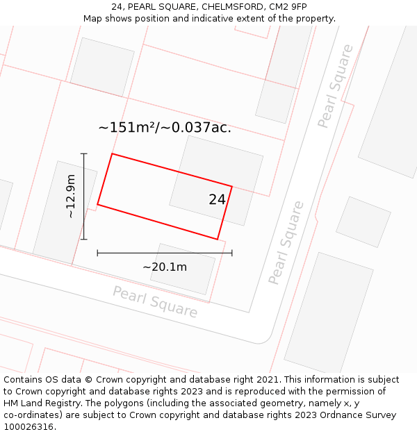 24, PEARL SQUARE, CHELMSFORD, CM2 9FP: Plot and title map
