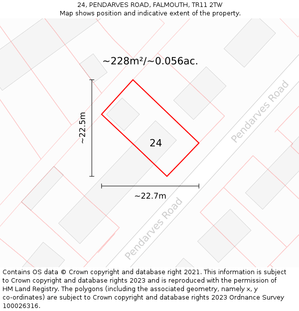 24, PENDARVES ROAD, FALMOUTH, TR11 2TW: Plot and title map
