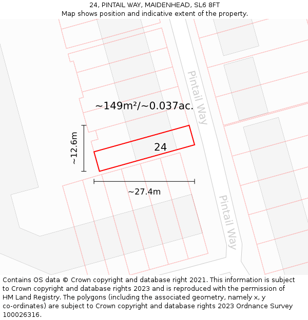 24, PINTAIL WAY, MAIDENHEAD, SL6 8FT: Plot and title map