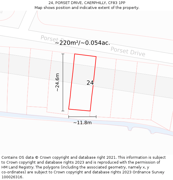 24, PORSET DRIVE, CAERPHILLY, CF83 1PP: Plot and title map