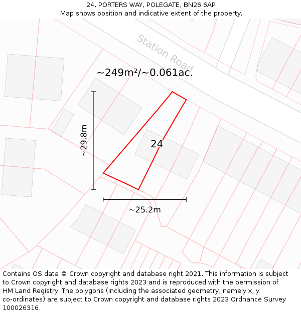 24, PORTERS WAY, POLEGATE, BN26 6AP: Plot and title map
