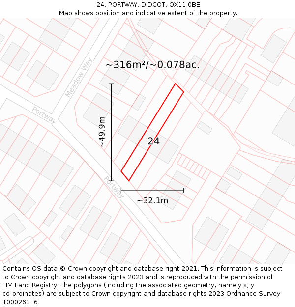 24, PORTWAY, DIDCOT, OX11 0BE: Plot and title map