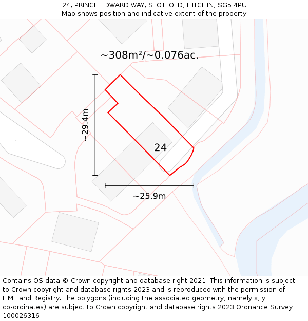 24, PRINCE EDWARD WAY, STOTFOLD, HITCHIN, SG5 4PU: Plot and title map