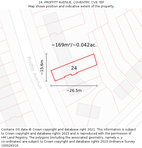 24, PROFFITT AVENUE, COVENTRY, CV6 7EP: Plot and title map