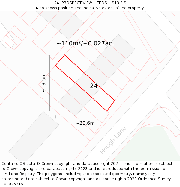 24, PROSPECT VIEW, LEEDS, LS13 3JS: Plot and title map