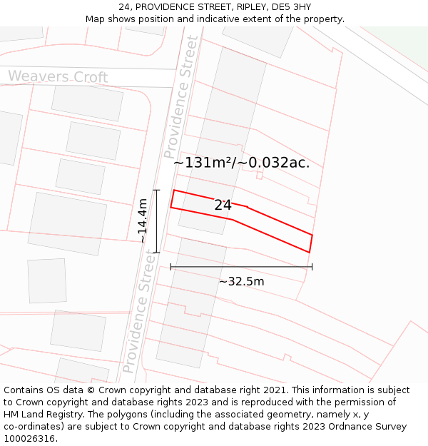 24, PROVIDENCE STREET, RIPLEY, DE5 3HY: Plot and title map