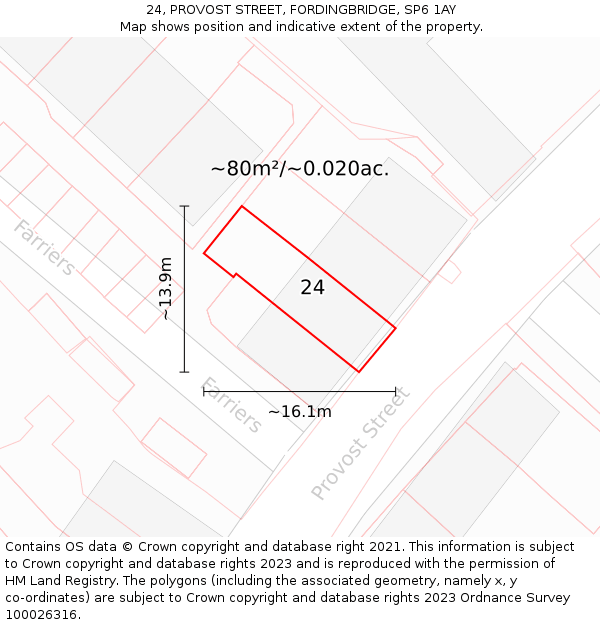 24, PROVOST STREET, FORDINGBRIDGE, SP6 1AY: Plot and title map