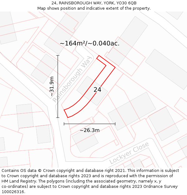 24, RAINSBOROUGH WAY, YORK, YO30 6QB: Plot and title map