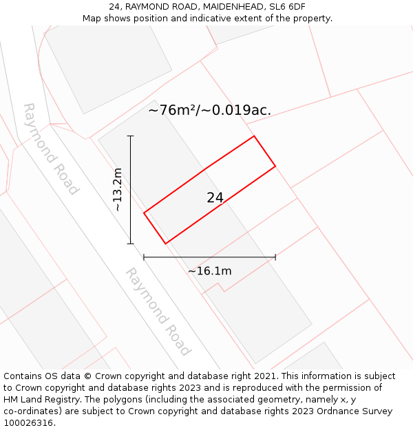 24, RAYMOND ROAD, MAIDENHEAD, SL6 6DF: Plot and title map