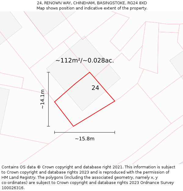 24, RENOWN WAY, CHINEHAM, BASINGSTOKE, RG24 8XD: Plot and title map