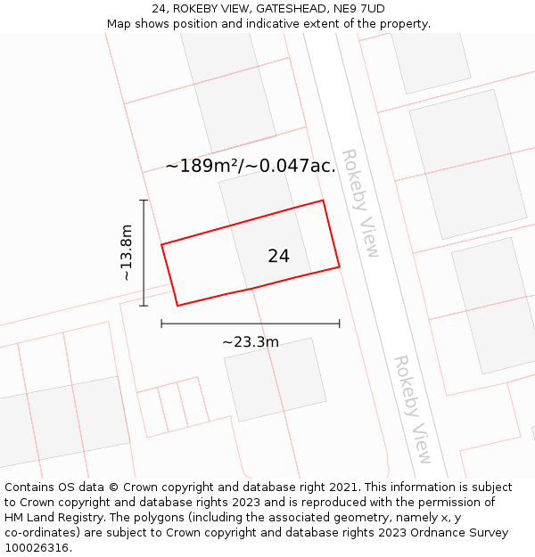 24, ROKEBY VIEW, GATESHEAD, NE9 7UD: Plot and title map
