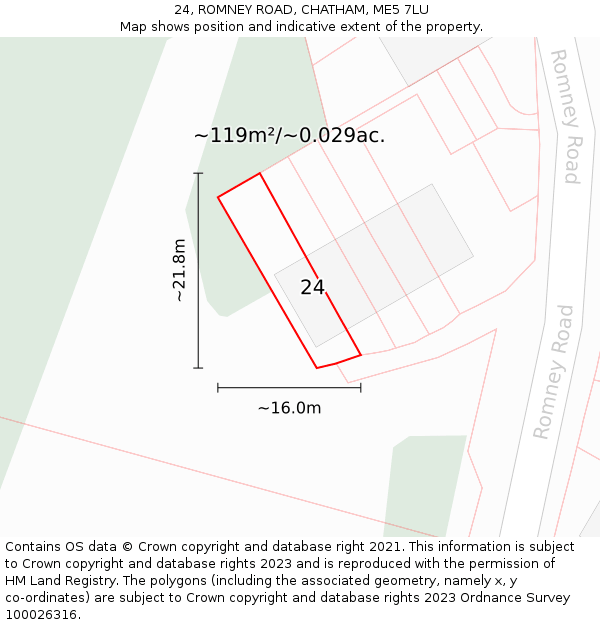 24, ROMNEY ROAD, CHATHAM, ME5 7LU: Plot and title map