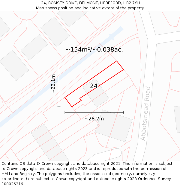 24, ROMSEY DRIVE, BELMONT, HEREFORD, HR2 7YH: Plot and title map